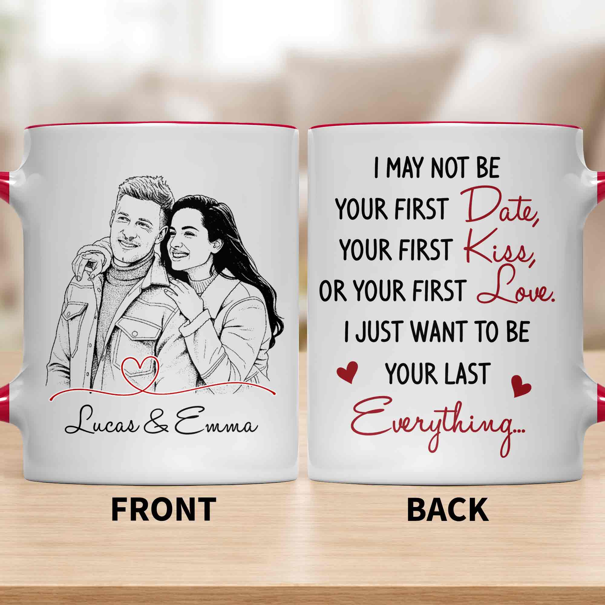 Personalized Couple Sketch Accent Mug Custom Love Story Gift