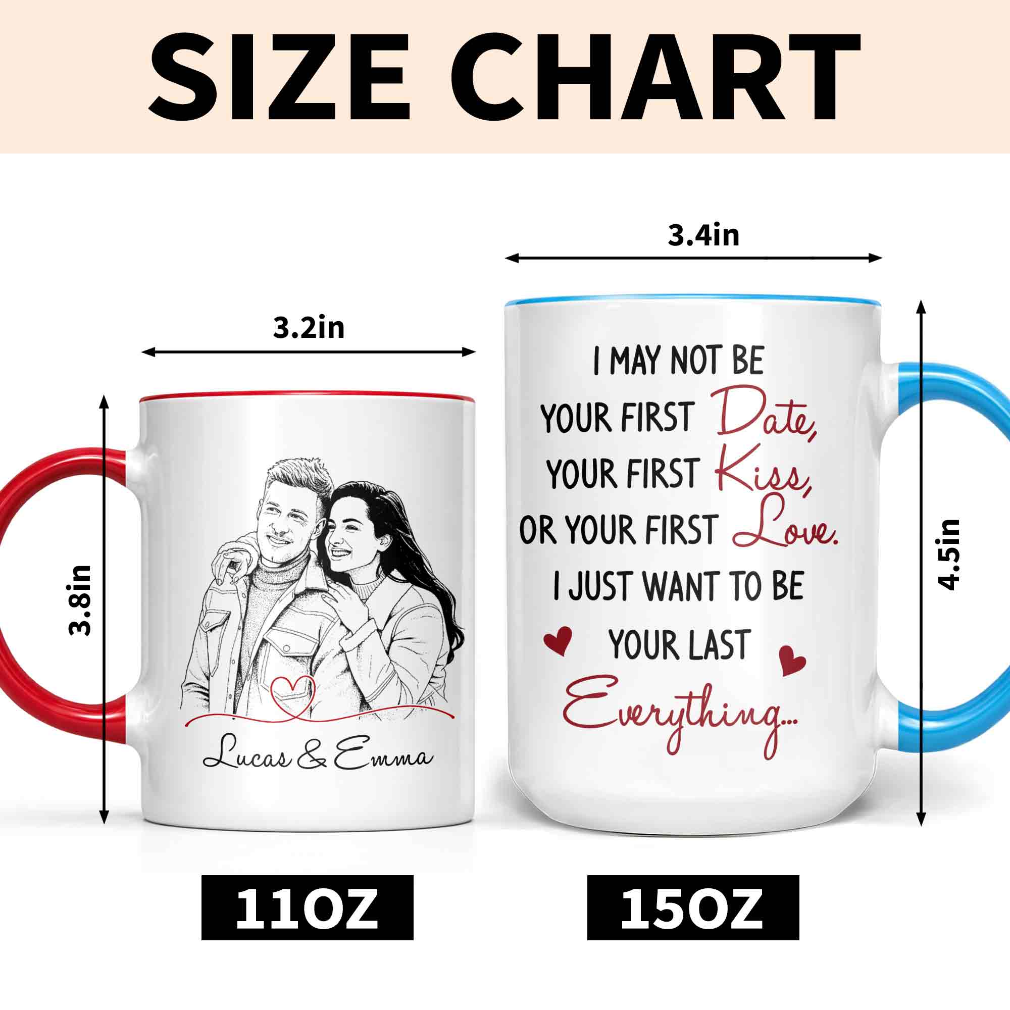 Personalized Couple Sketch Accent Mug Custom Love Story Gift