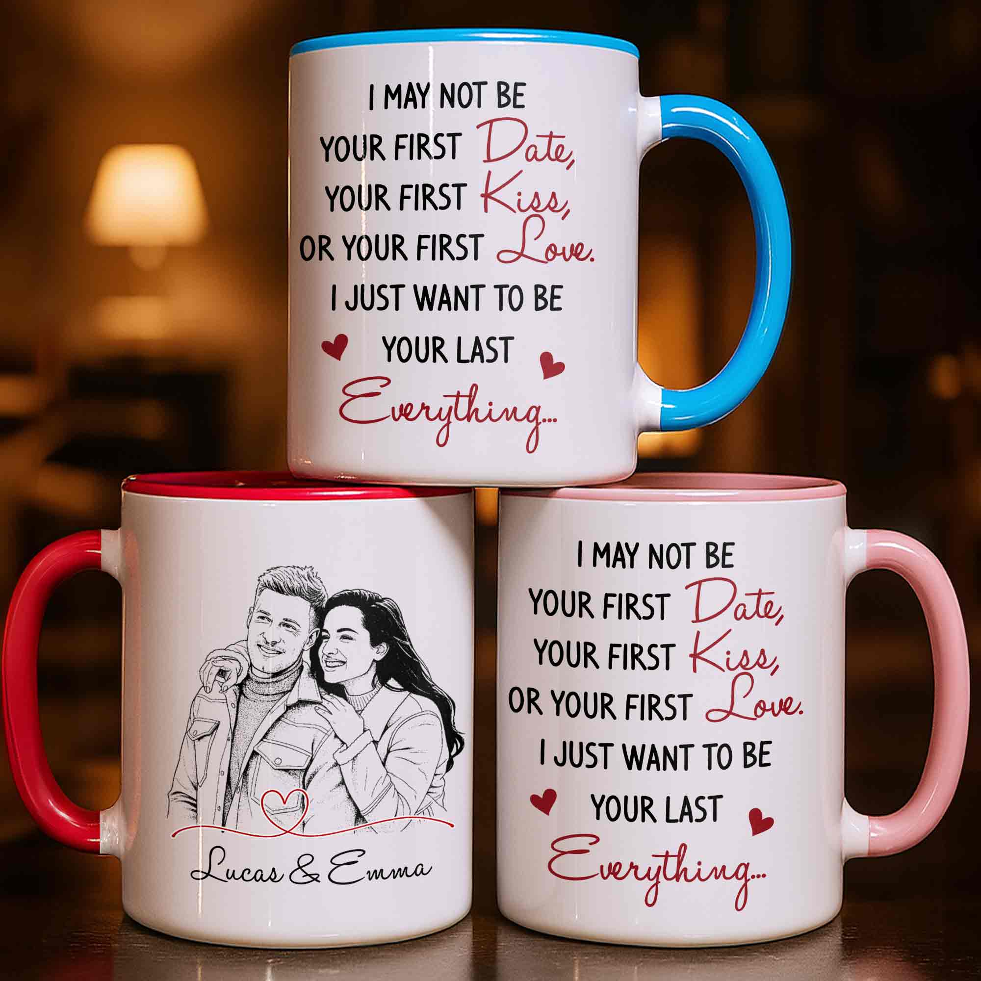 Personalized Couple Sketch Accent Mug Custom Love Story Gift