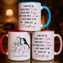 Load image into Gallery viewer, Personalized Couple Sketch Accent Mug Custom Love Story Gift
