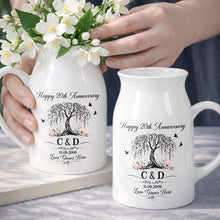 Load image into Gallery viewer, Personalized Ceramic Flower Vase Custom Date for Anniversary Gift
