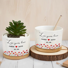 Load image into Gallery viewer, Personalized Ceramic Plant Pot Custom Name Gift for Couples
