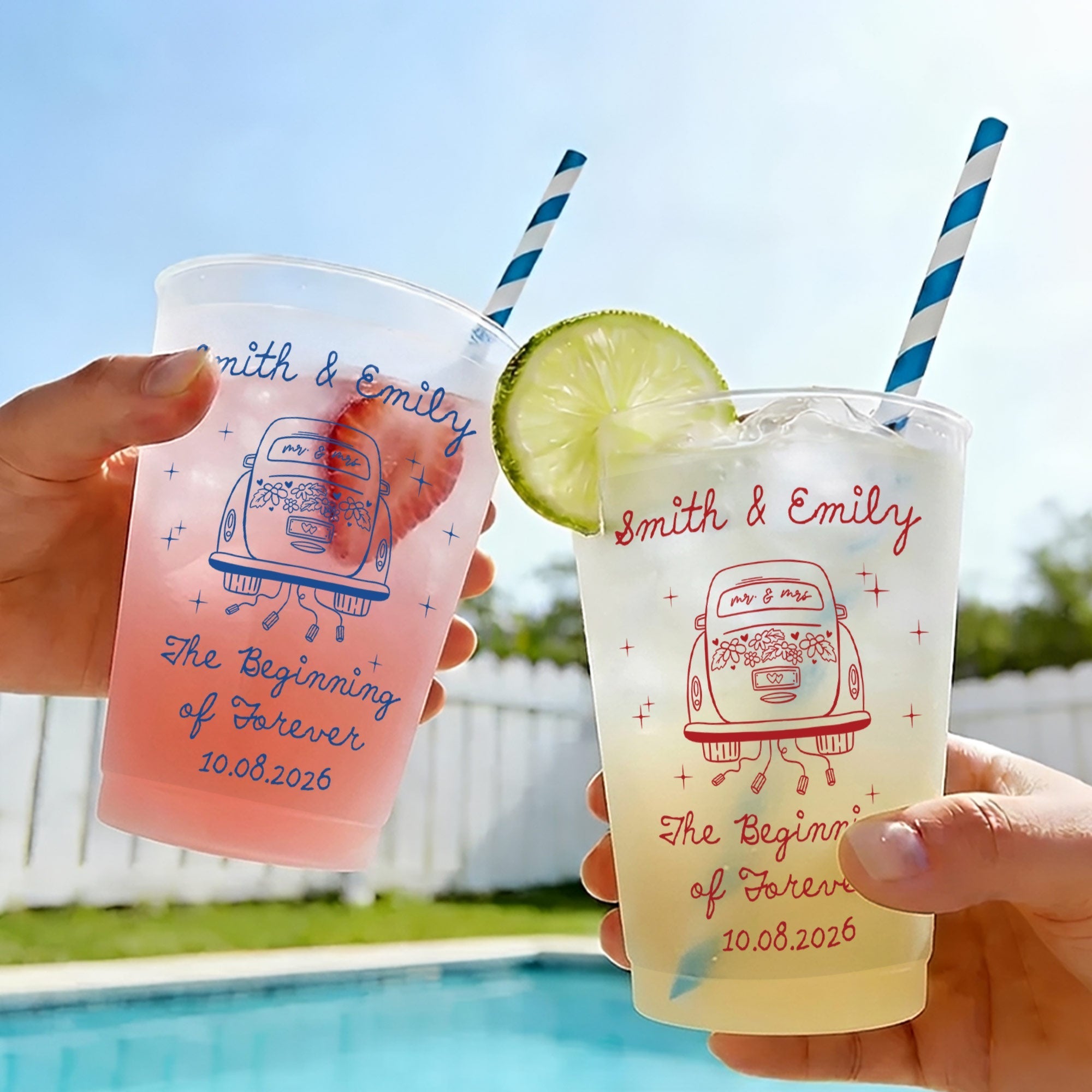 Personalized Frosted Cups Custom Design for Couples Gift