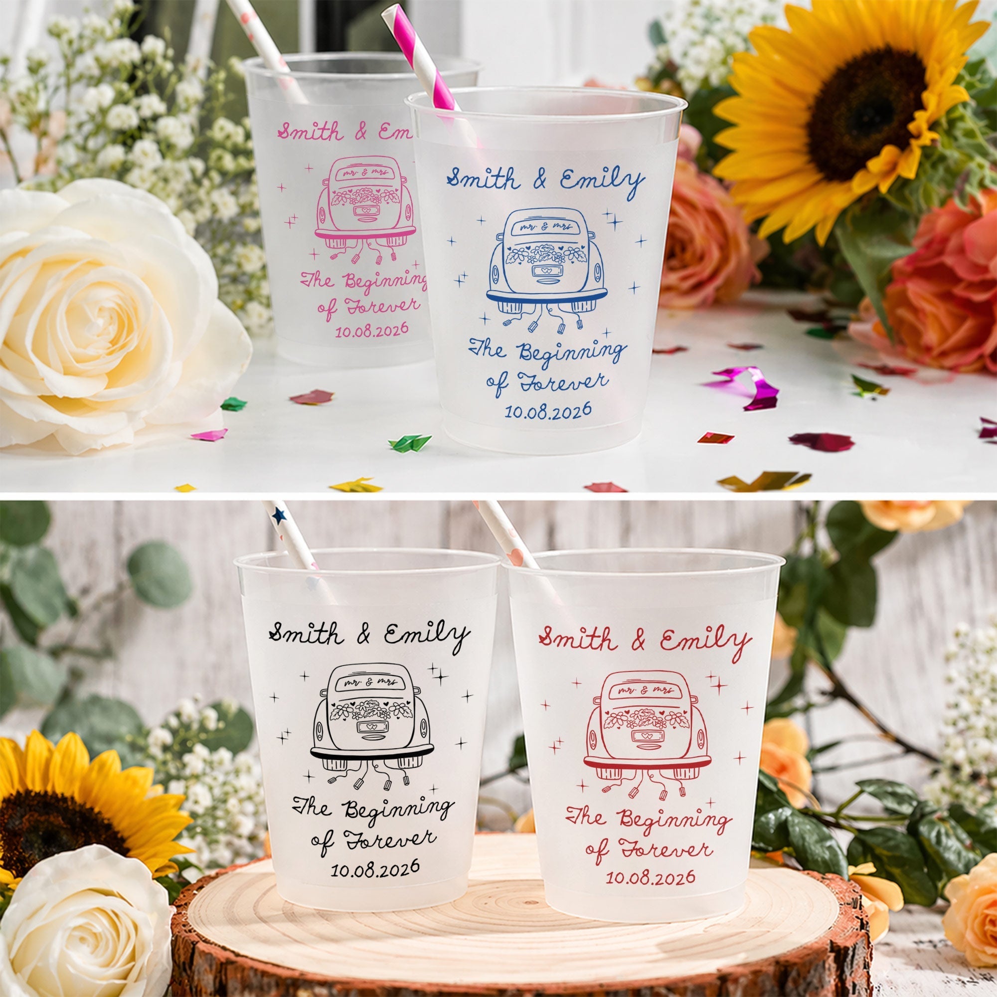 Personalized Frosted Cups Custom Design for Couples Gift