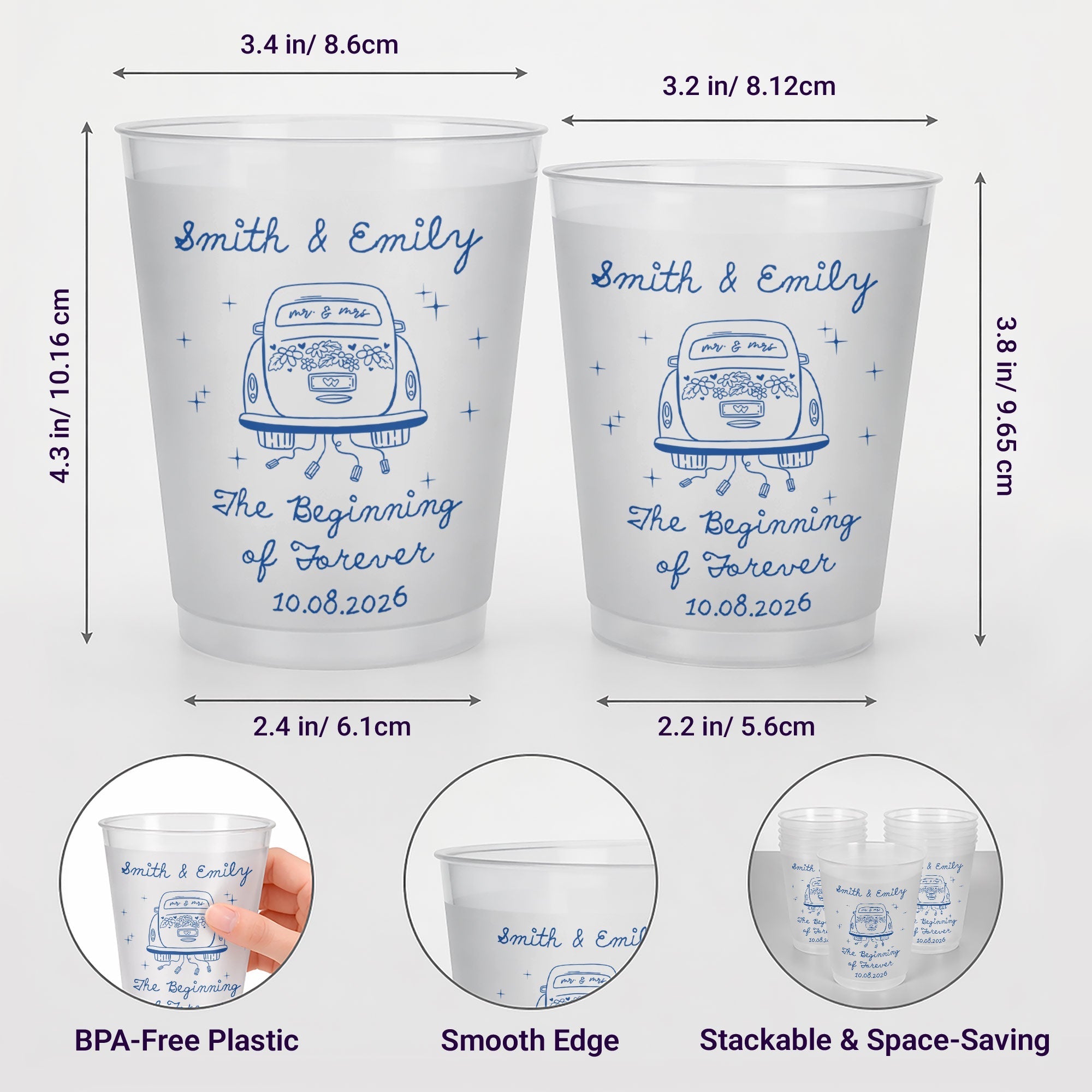 Personalized Frosted Cups Custom Design for Couples Gift