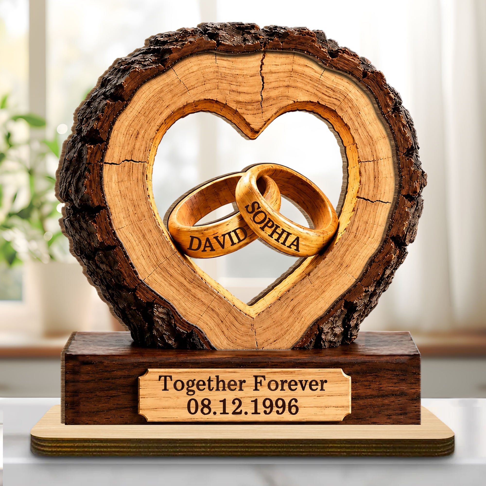 Personalized Heart Wood Plaque Custom Couple Gift for Anniversary