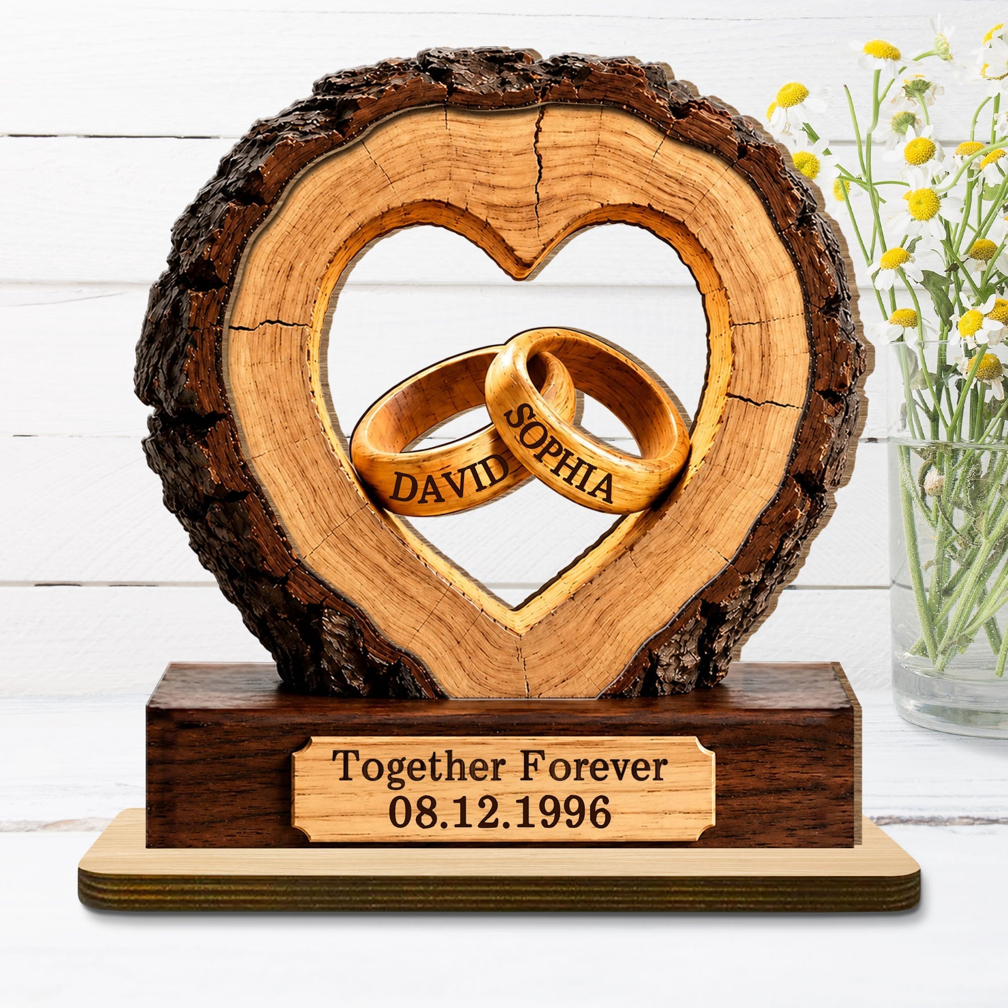 Personalized Heart Wood Plaque Custom Couple Gift for Anniversary