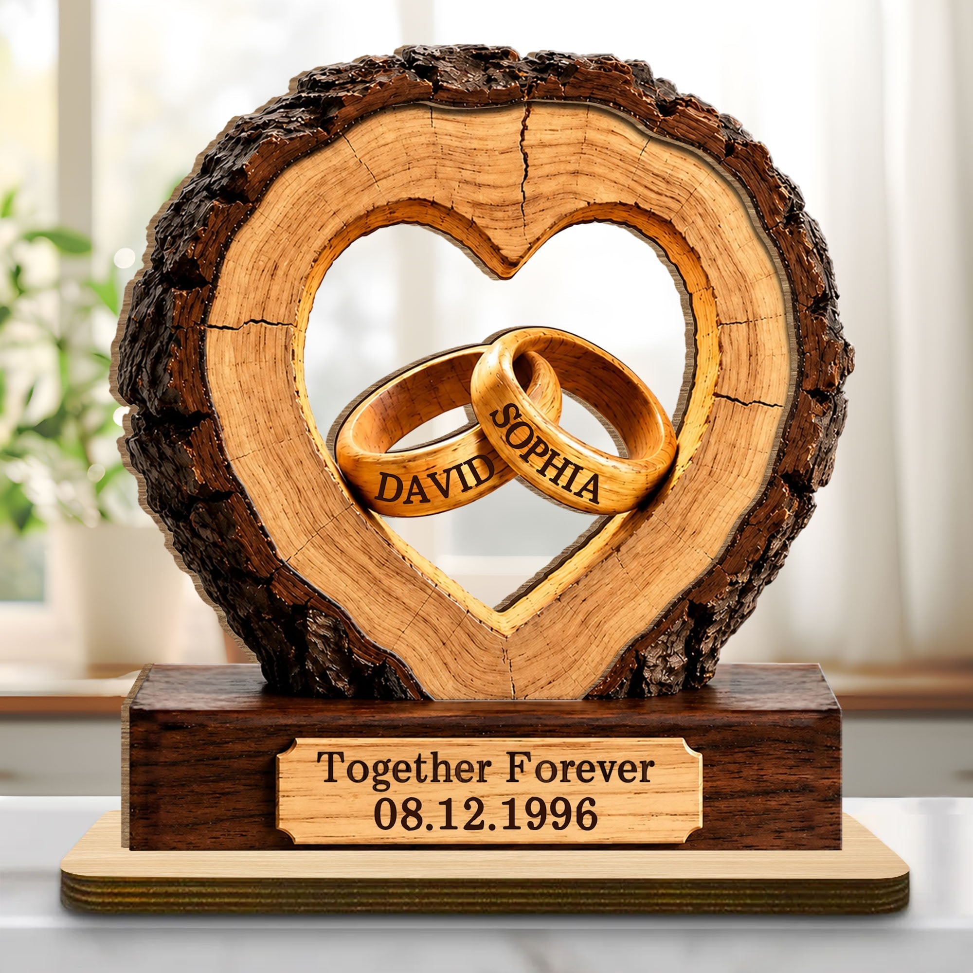 Personalized Heart Wood Plaque Custom Couple Gift for Anniversary