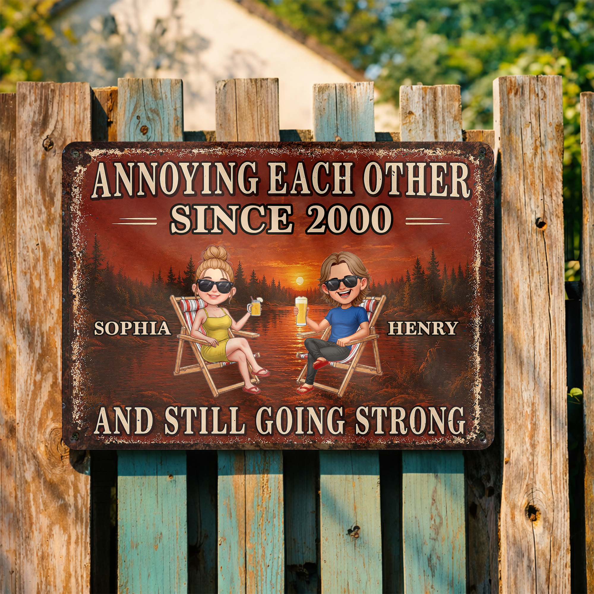 Personalized Couple Metal Sign Custom Name Wall Art Gift