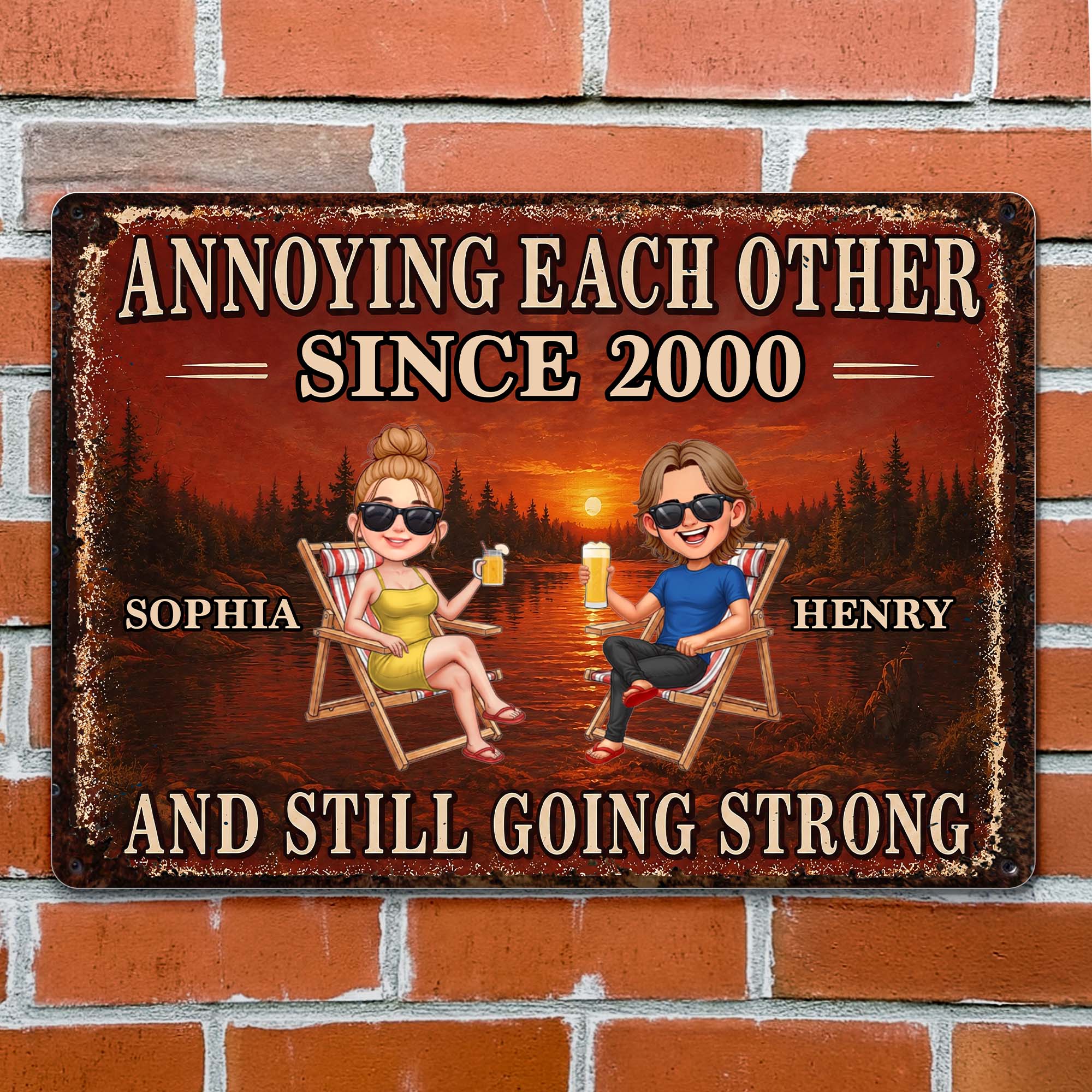 Personalized Couple Metal Sign Custom Name Wall Art Gift