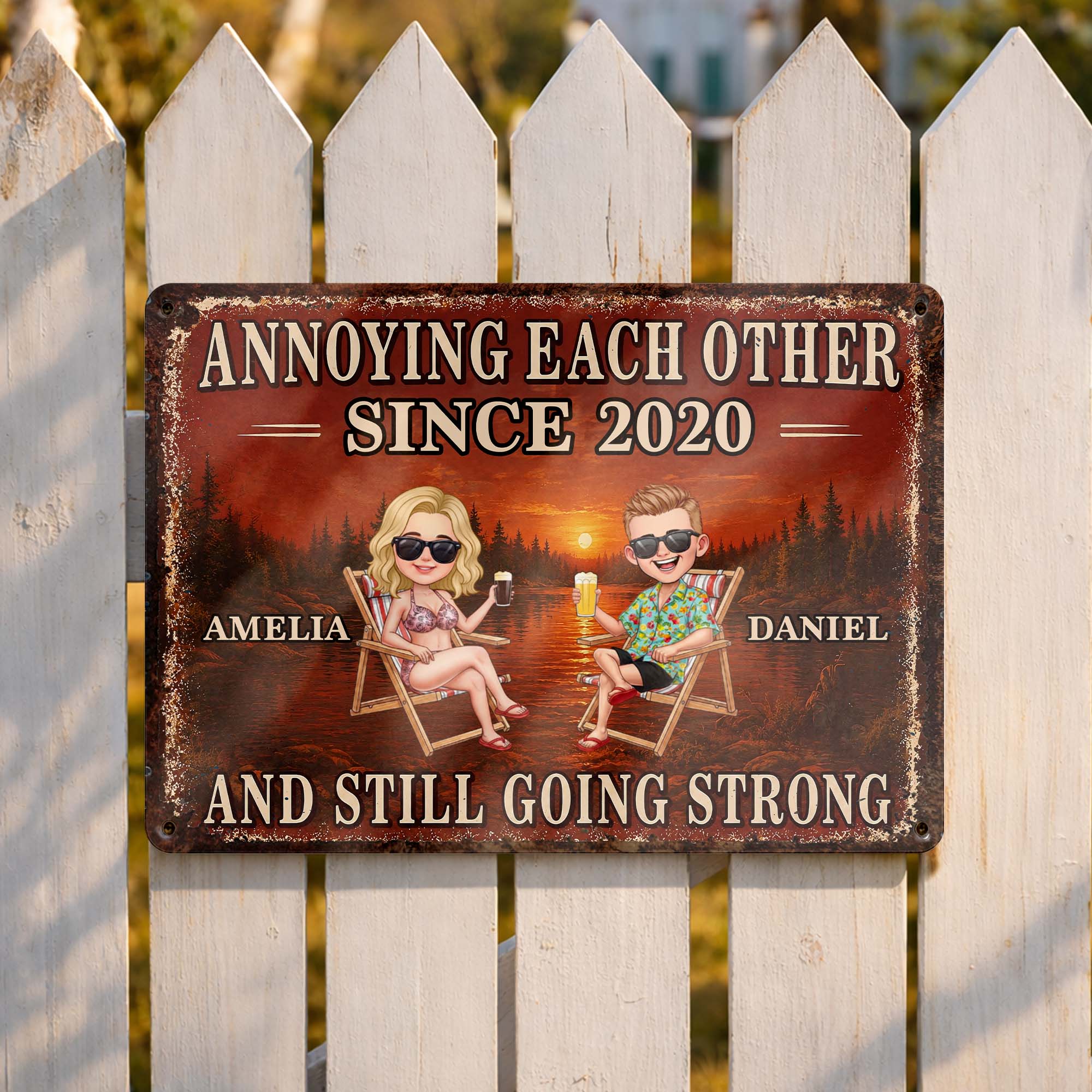 Personalized Couple Metal Sign Custom Name Wall Art Gift