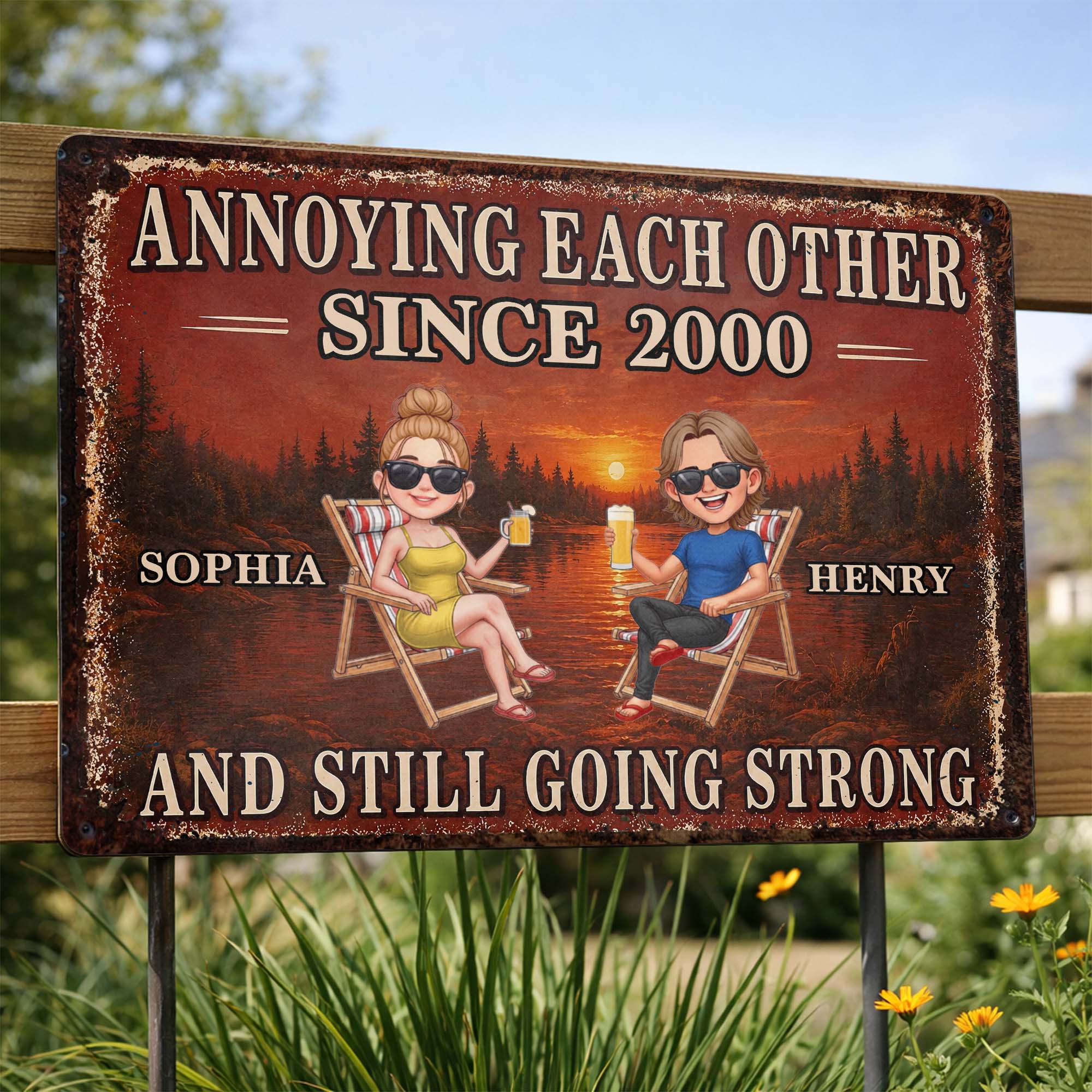 Personalized Couple Metal Sign Custom Name Wall Art Gift