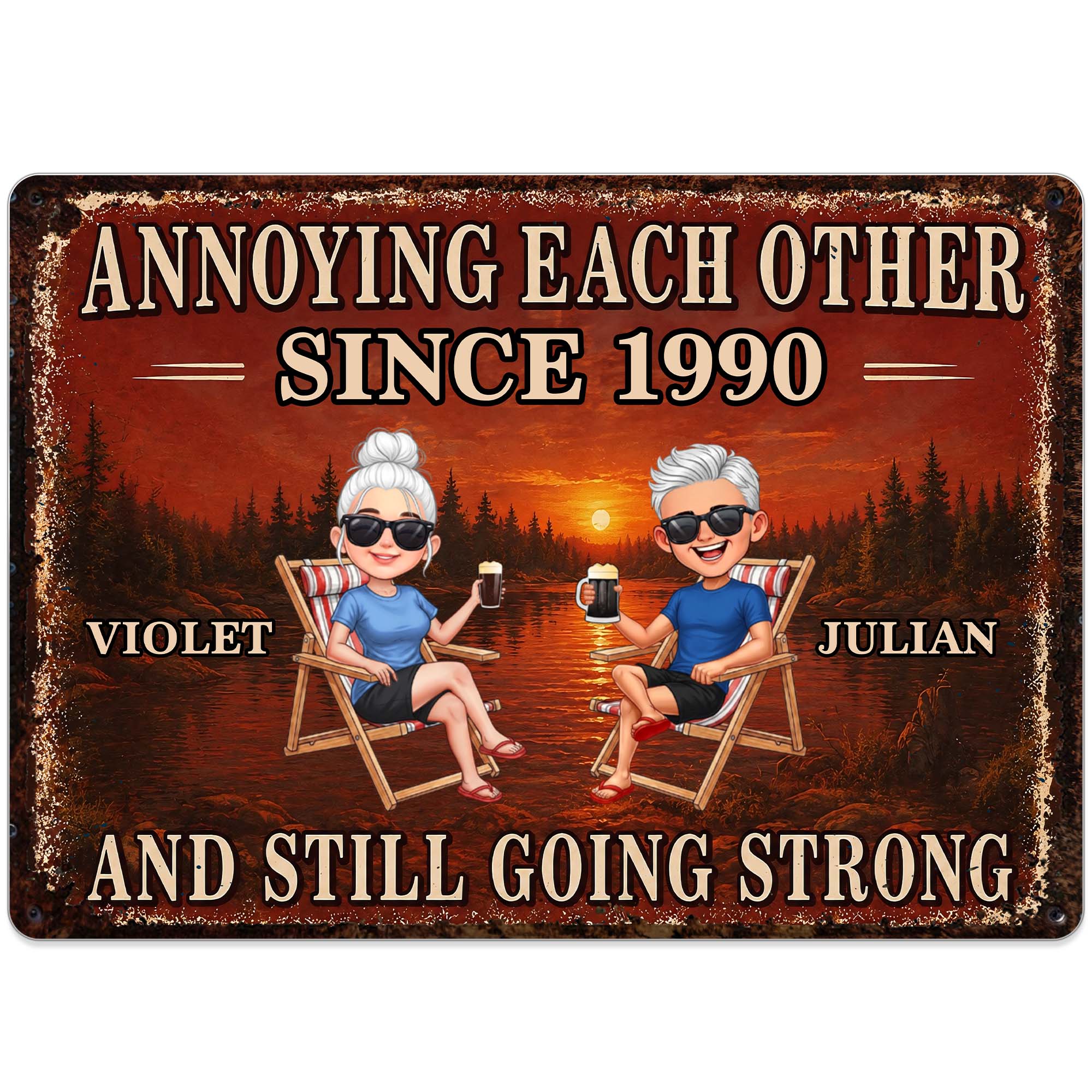 Personalized Couple Metal Sign Custom Name Wall Art Gift