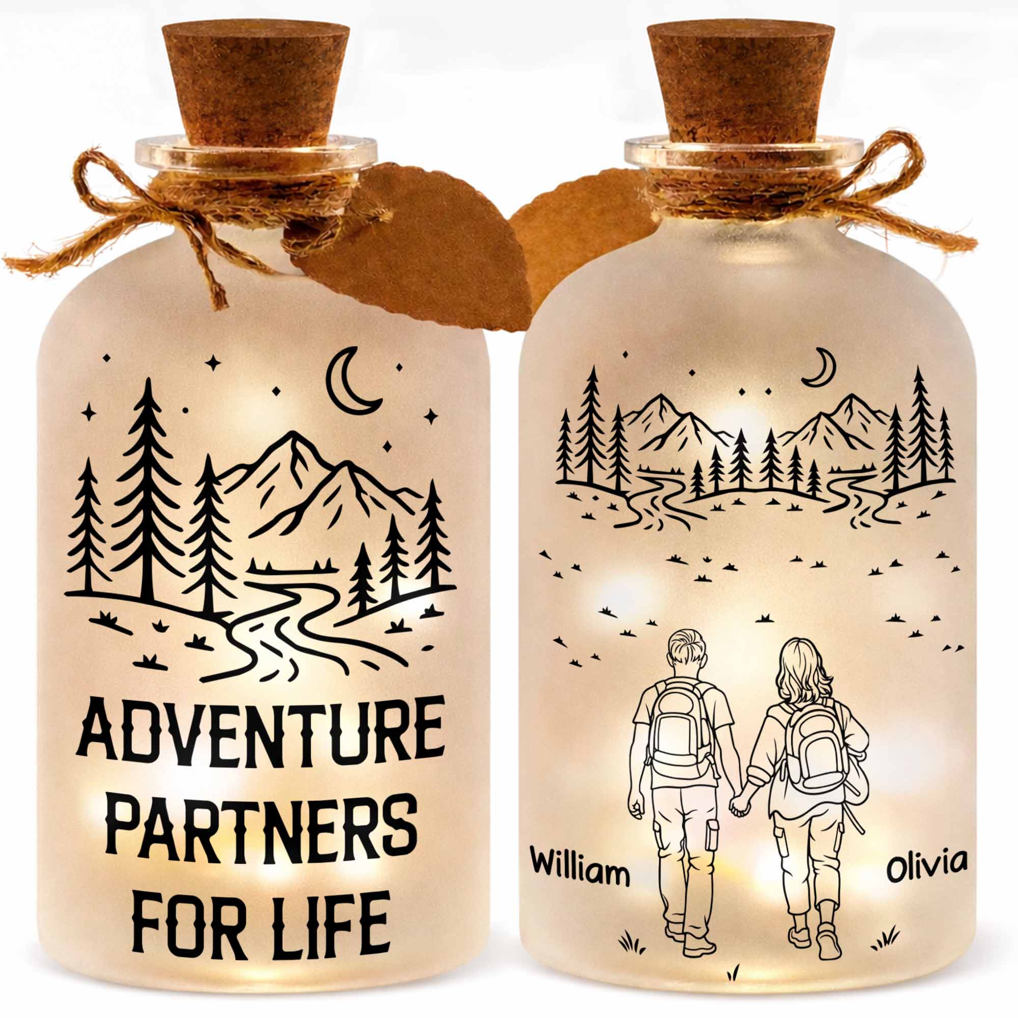 Personalized Short Bottle Light Custom Name Gift for Couples