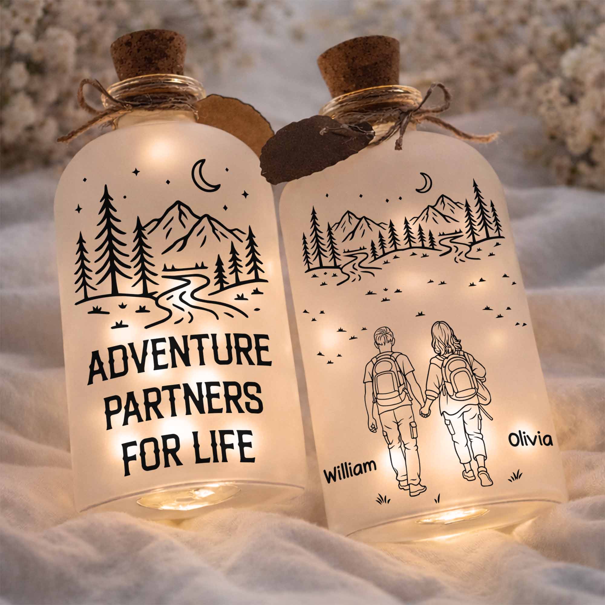Personalized Short Bottle Light Custom Name Gift for Couples
