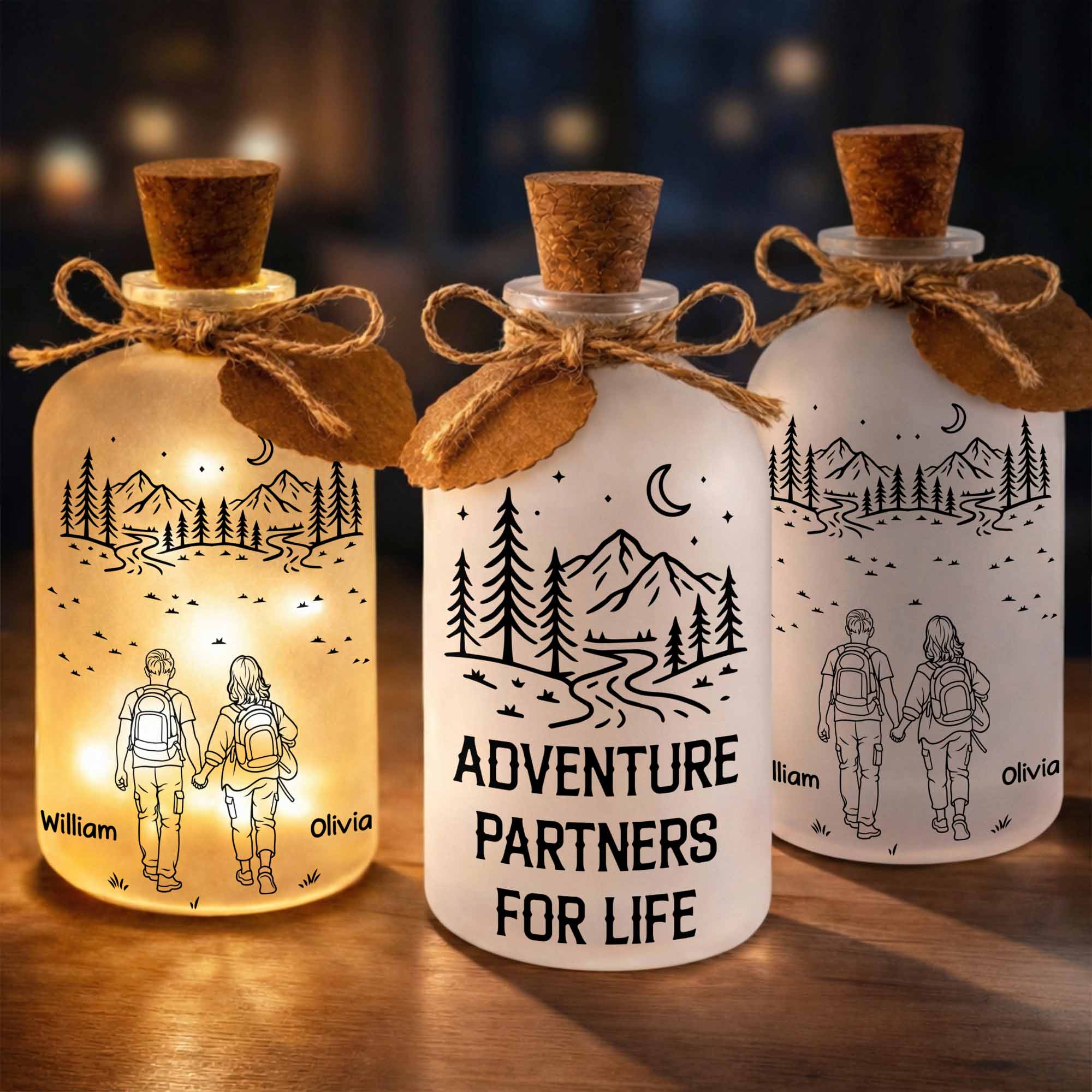 Personalized Short Bottle Light Custom Name Gift for Couples