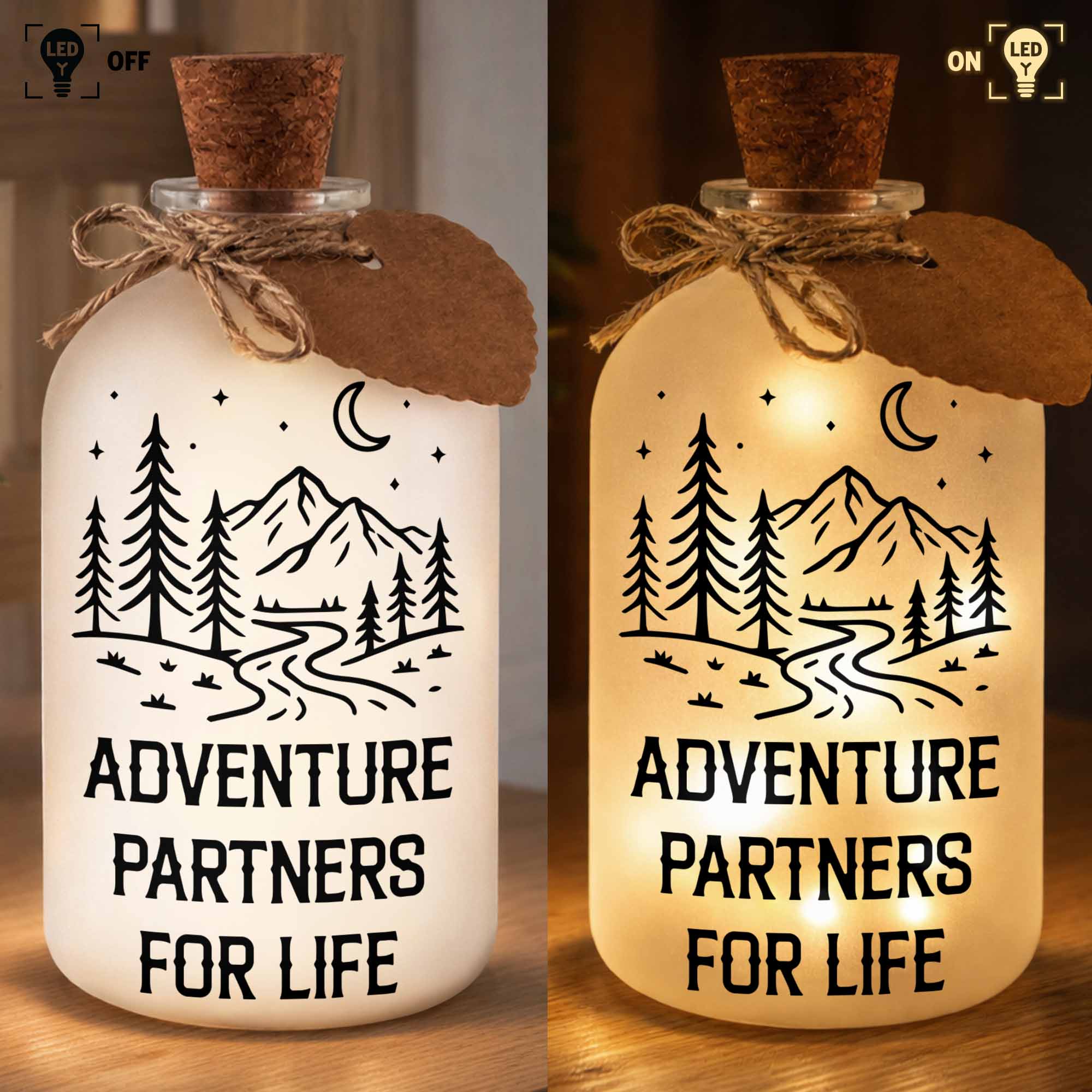 Personalized Short Bottle Light Custom Name Gift for Couples