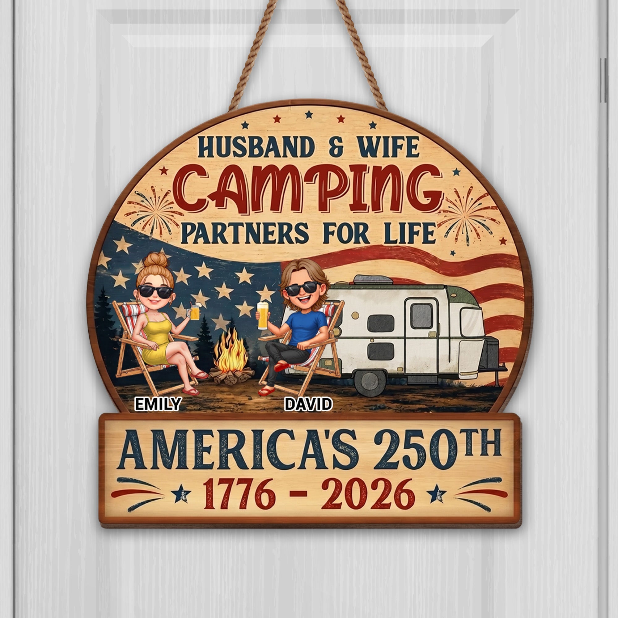 Personalized Wood Sign Camping Partners for Life Gift for Couples