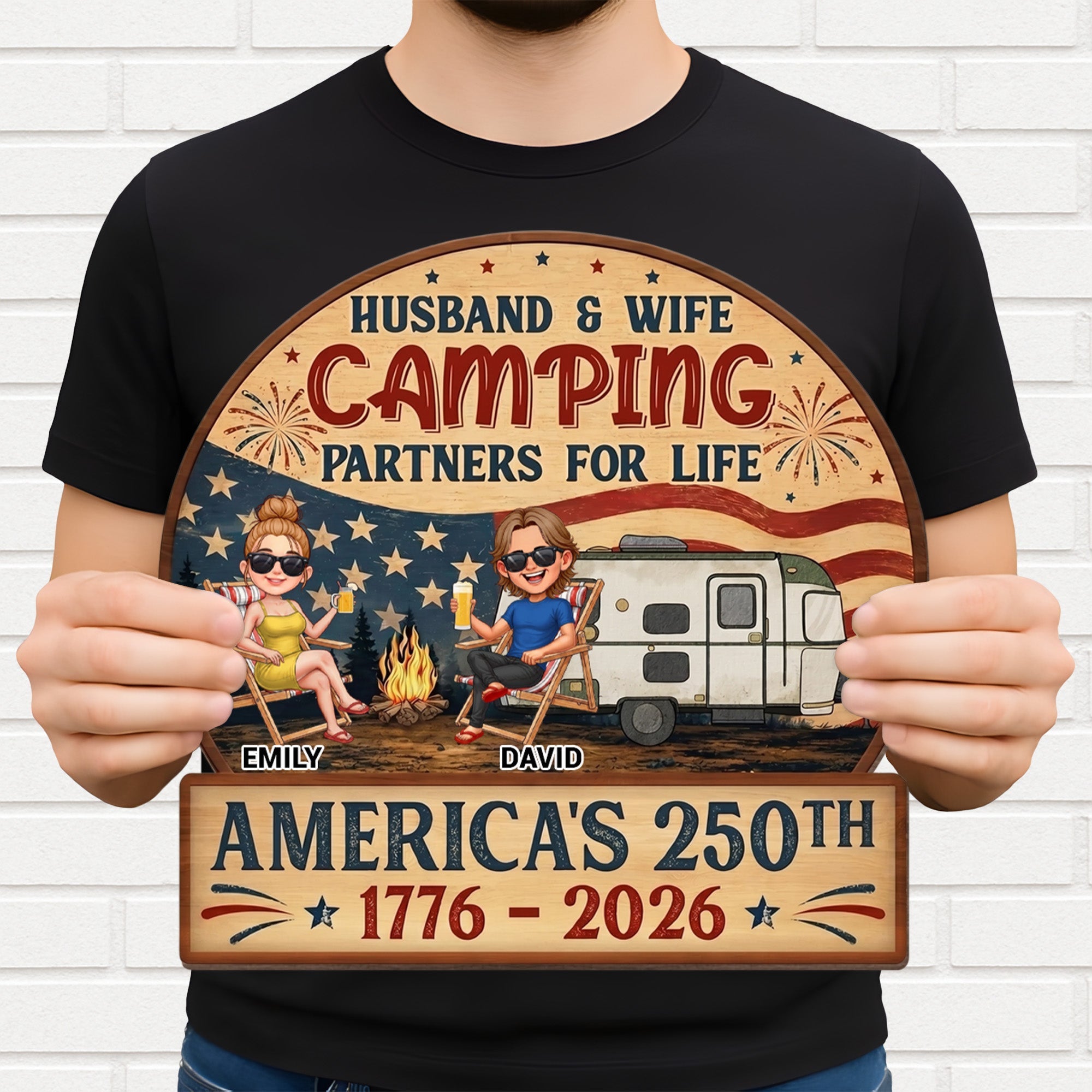 Personalized Wood Sign Camping Partners for Life Gift for Couples