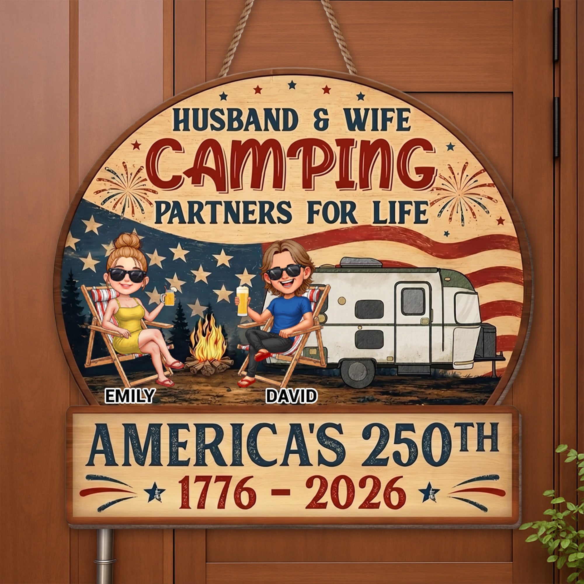Personalized Wood Sign Camping Partners for Life Gift for Couples