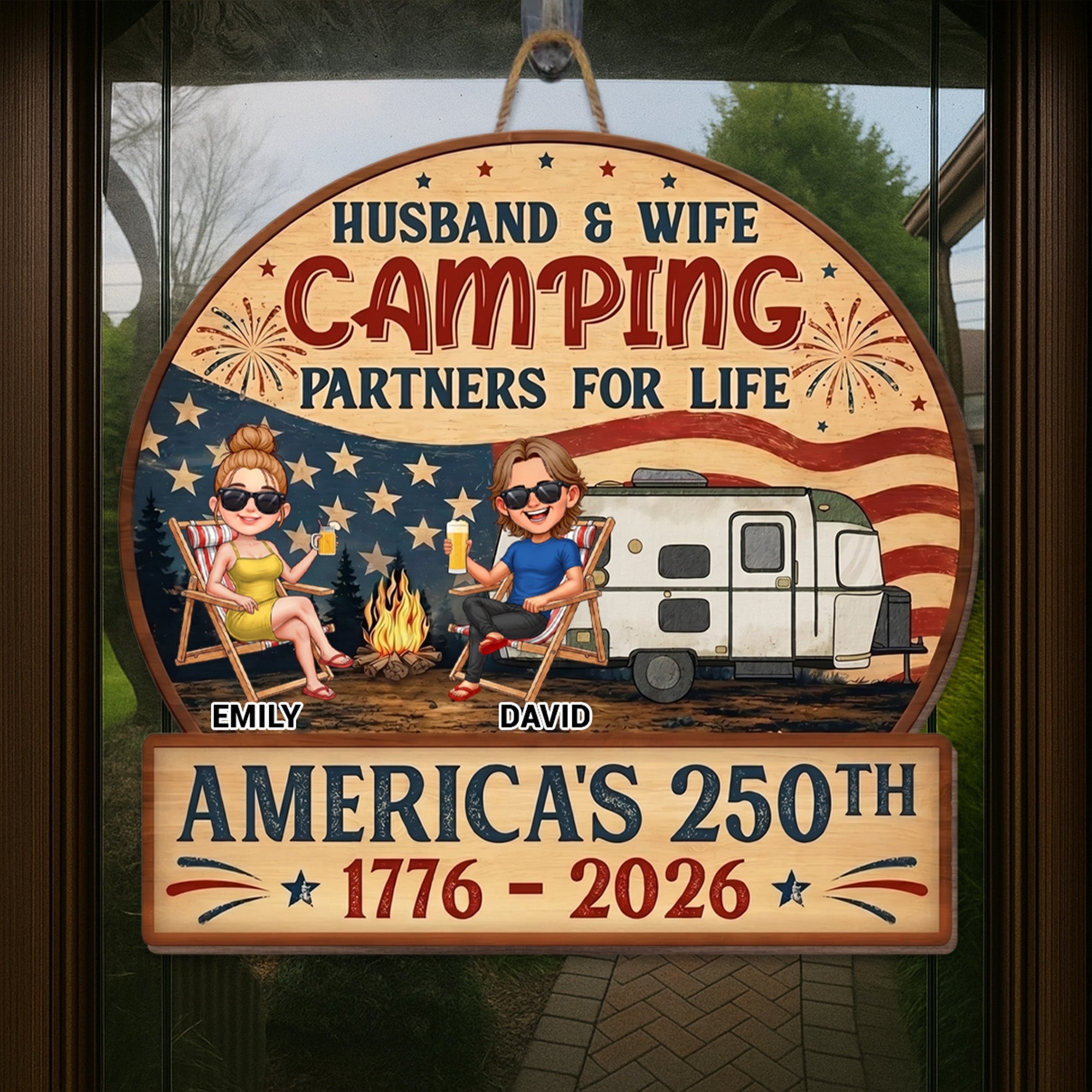 Personalized Wood Sign Camping Partners for Life Gift for Couples