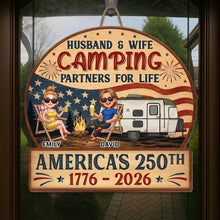 Load image into Gallery viewer, Personalized Wood Sign Camping Partners for Life Gift for Couples
