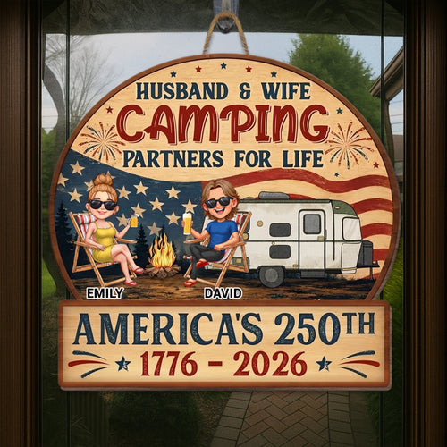 Personalized Wood Sign Camping Partners for Life Gift for Couples