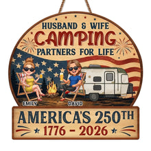 Load image into Gallery viewer, Personalized Wood Sign Camping Partners for Life Gift for Couples
