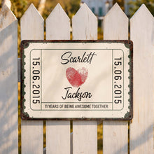Load image into Gallery viewer, Personalized Metal Sign Custom Fingerprint Heart Gift for Couple
