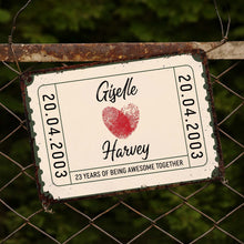 Load image into Gallery viewer, Personalized Metal Sign Custom Fingerprint Heart Gift for Couple

