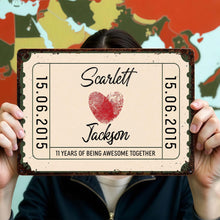 Load image into Gallery viewer, Personalized Metal Sign Custom Fingerprint Heart Gift for Couple
