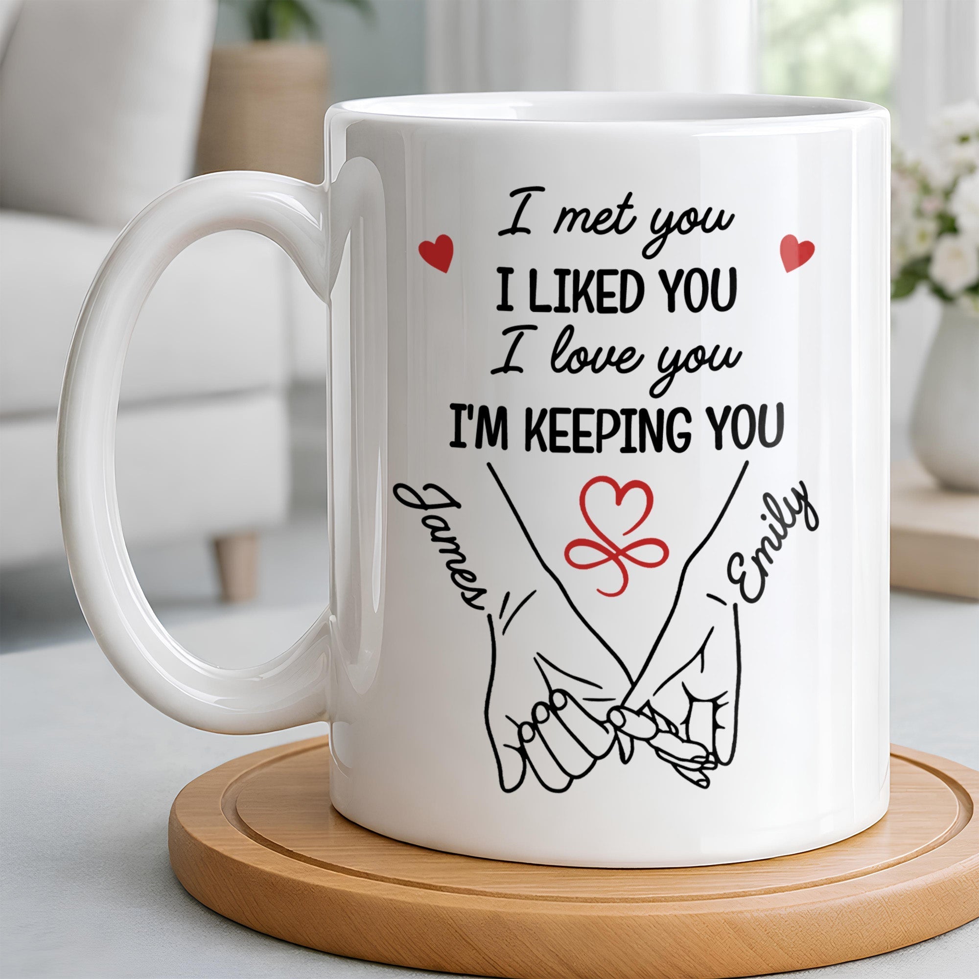 Personalized Coffee Mug Holding Hands Custom Couple Gift