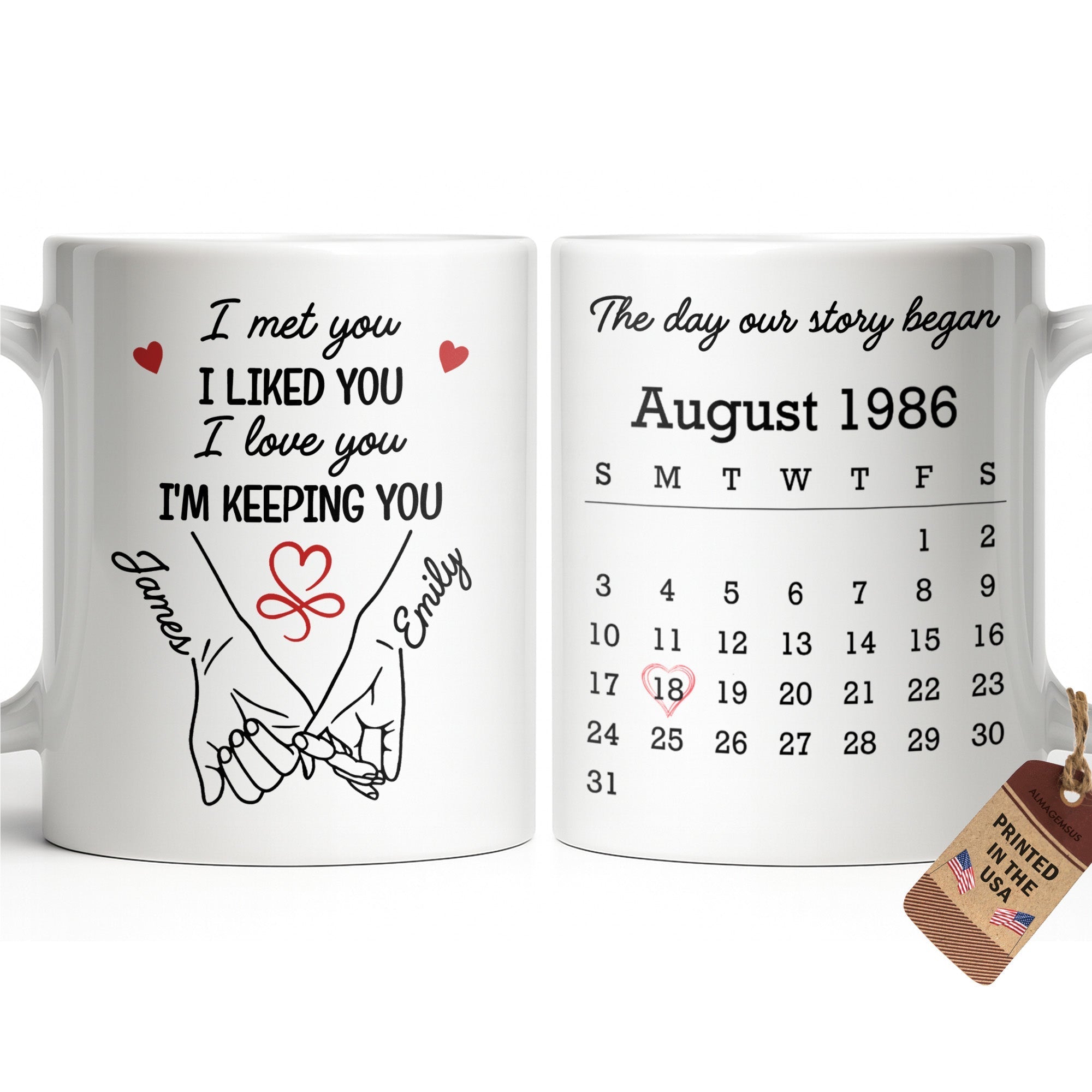 Personalized Coffee Mug Holding Hands Custom Couple Gift