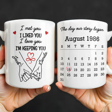 Load image into Gallery viewer, Personalized Coffee Mug Holding Hands Custom Couple Gift
