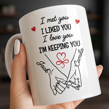 Load image into Gallery viewer, Personalized Coffee Mug Holding Hands Custom Couple Gift
