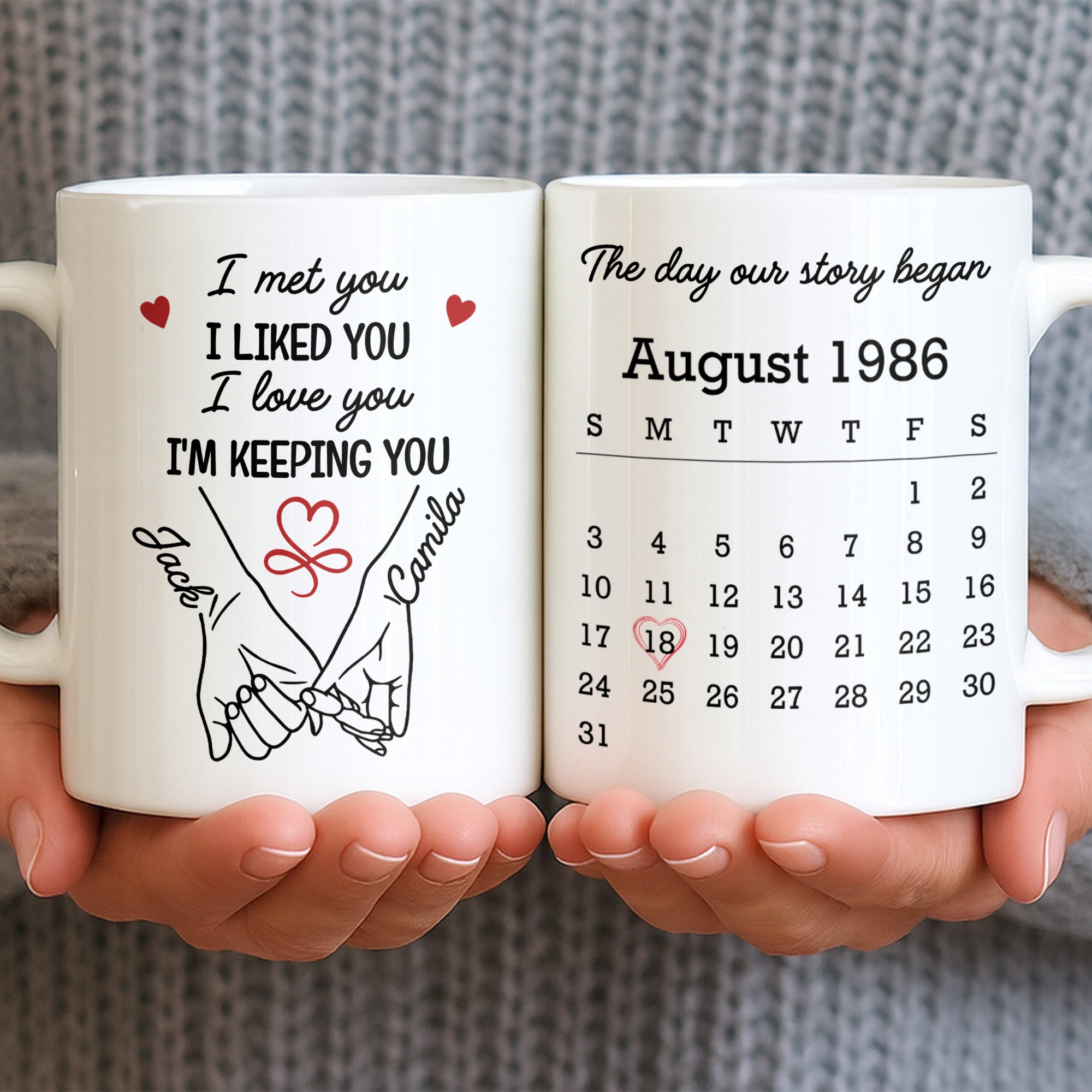 Personalized Coffee Mug Holding Hands Custom Couple Gift