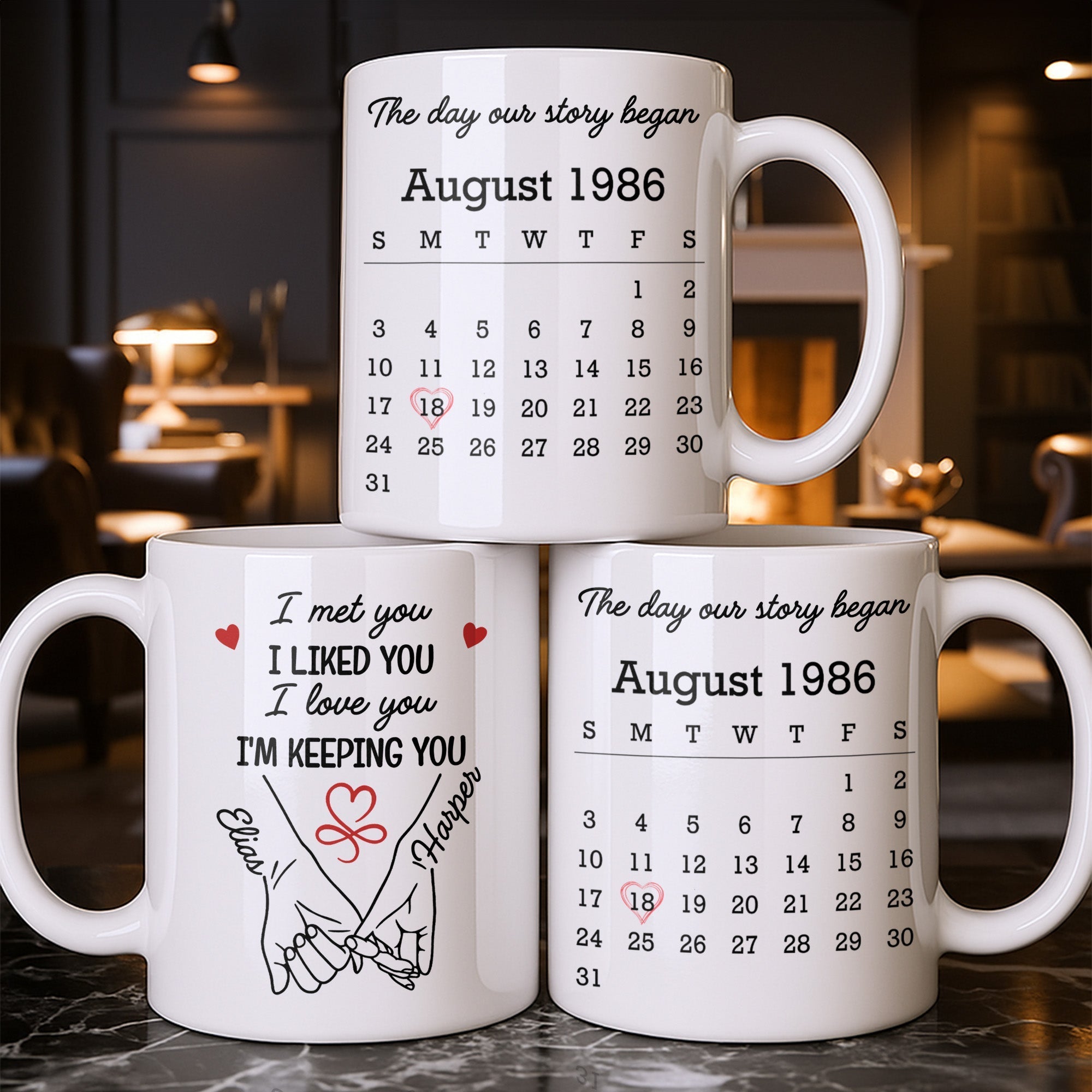 Personalized Coffee Mug Holding Hands Custom Couple Gift