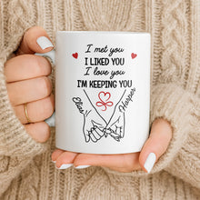 Load image into Gallery viewer, Personalized Coffee Mug Holding Hands Custom Couple Gift
