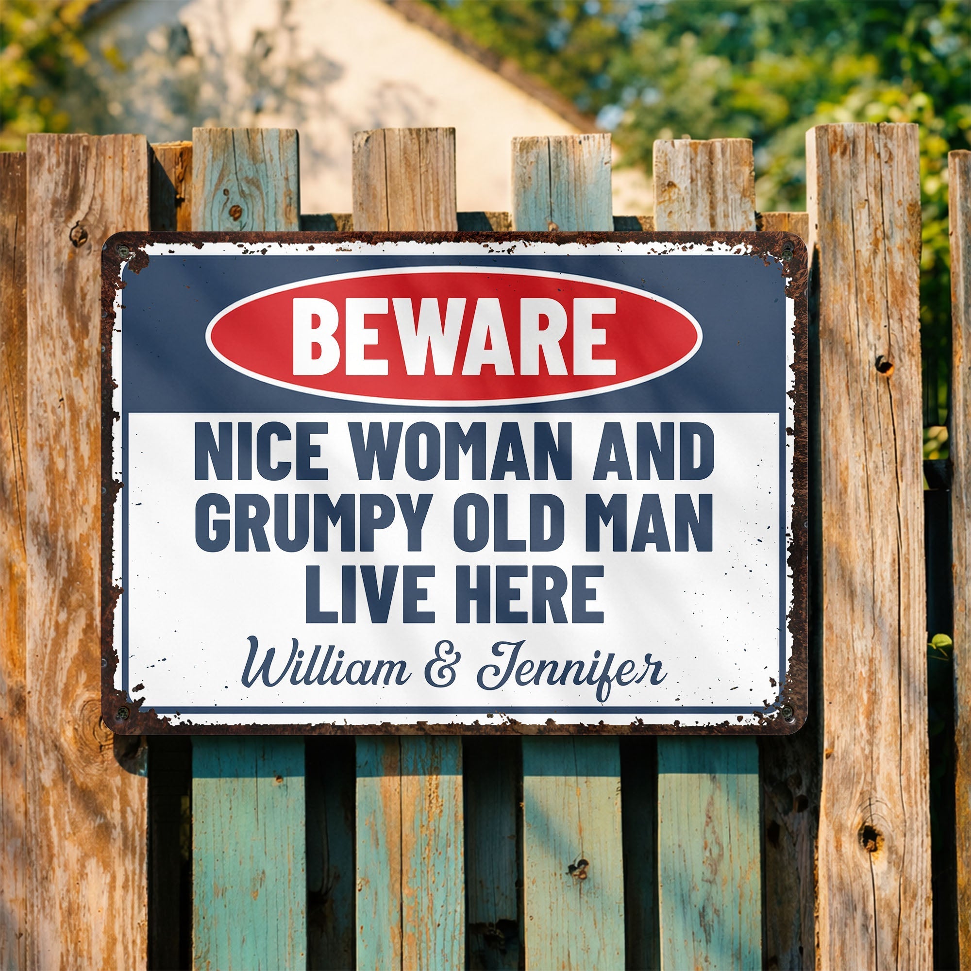 Personalized Metal Warning Sign for Couples Home Decor Gift