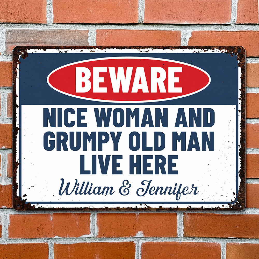 Personalized Metal Warning Sign for Couples Home Decor Gift