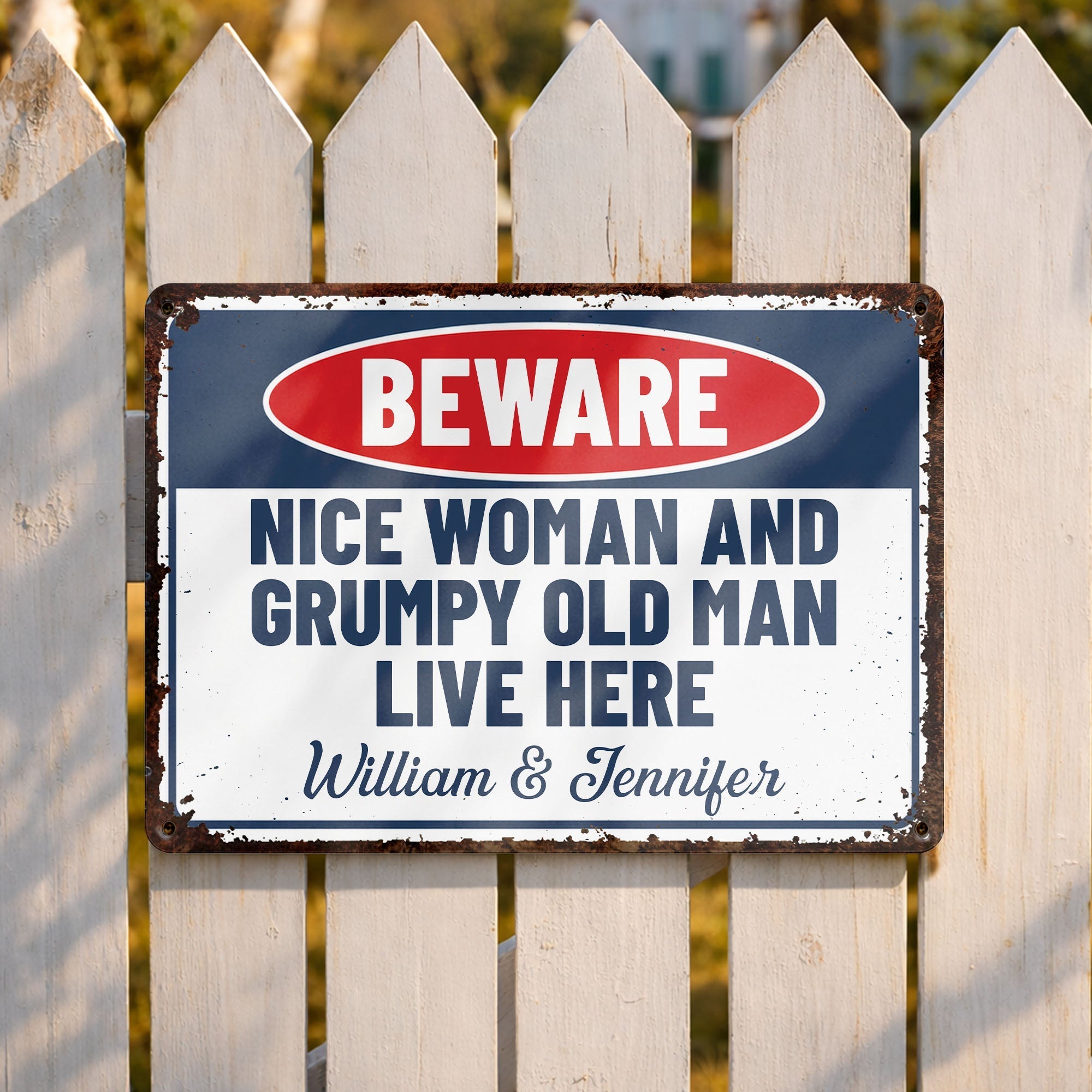 Personalized Metal Warning Sign for Couples Home Decor Gift