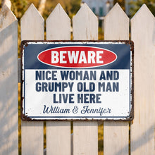 Load image into Gallery viewer, Personalized Metal Warning Sign for Couples Home Decor Gift
