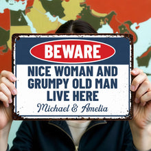 Load image into Gallery viewer, Personalized Metal Warning Sign for Couples Home Decor Gift
