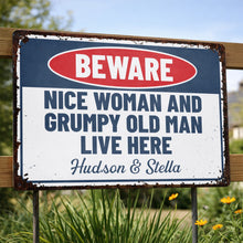 Load image into Gallery viewer, Personalized Metal Warning Sign for Couples Home Decor Gift
