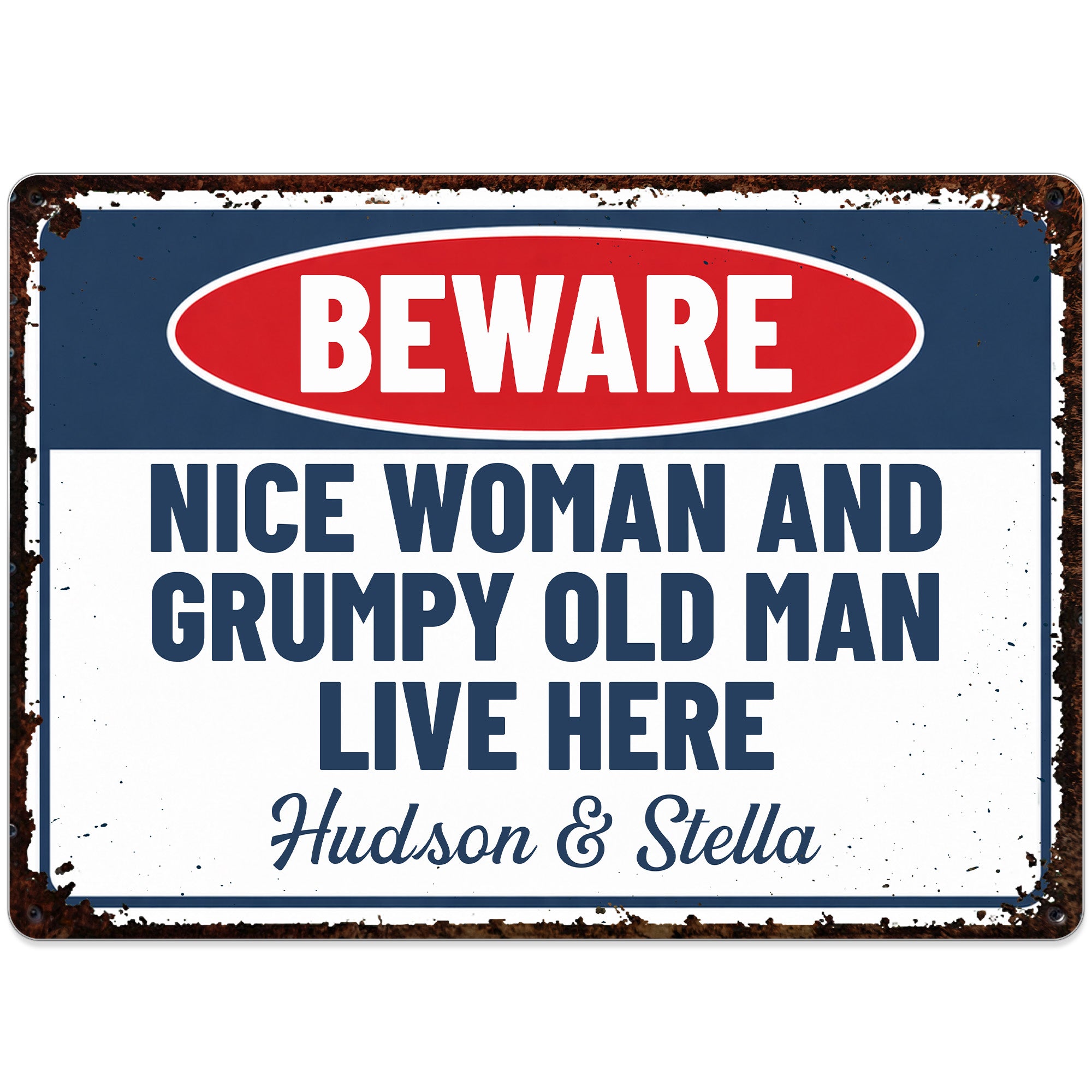 Personalized Metal Warning Sign for Couples Home Decor Gift