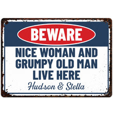 Load image into Gallery viewer, Personalized Metal Warning Sign for Couples Home Decor Gift
