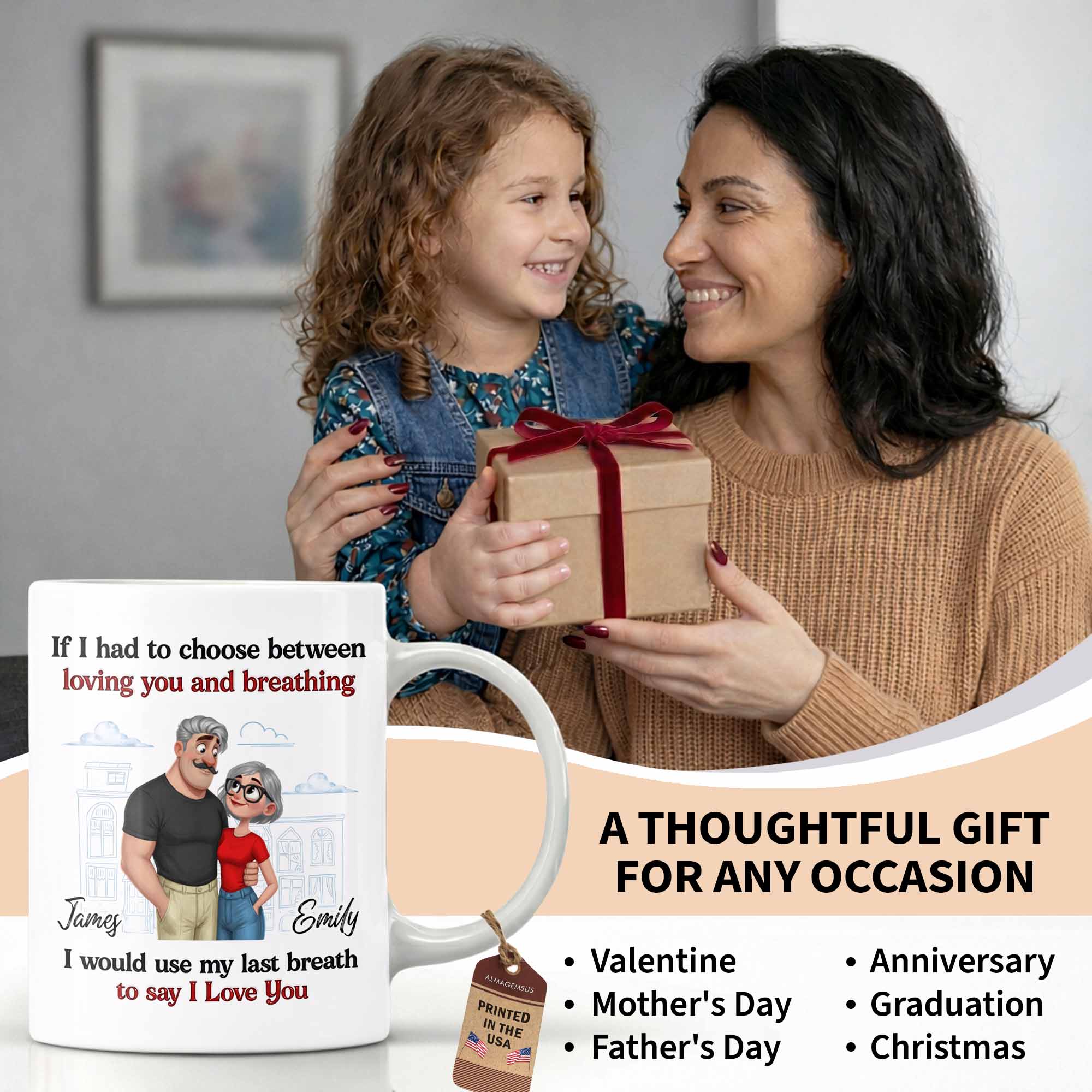 Personalized Couple Coffee Mug Custom Love Art Gift for Anniversary