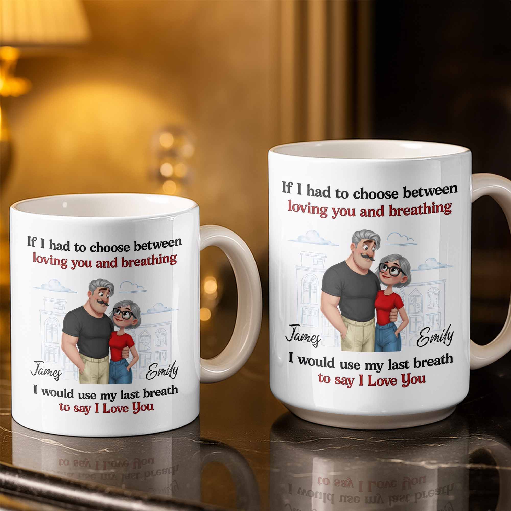 Personalized Couple Coffee Mug Custom Love Art Gift for Anniversary
