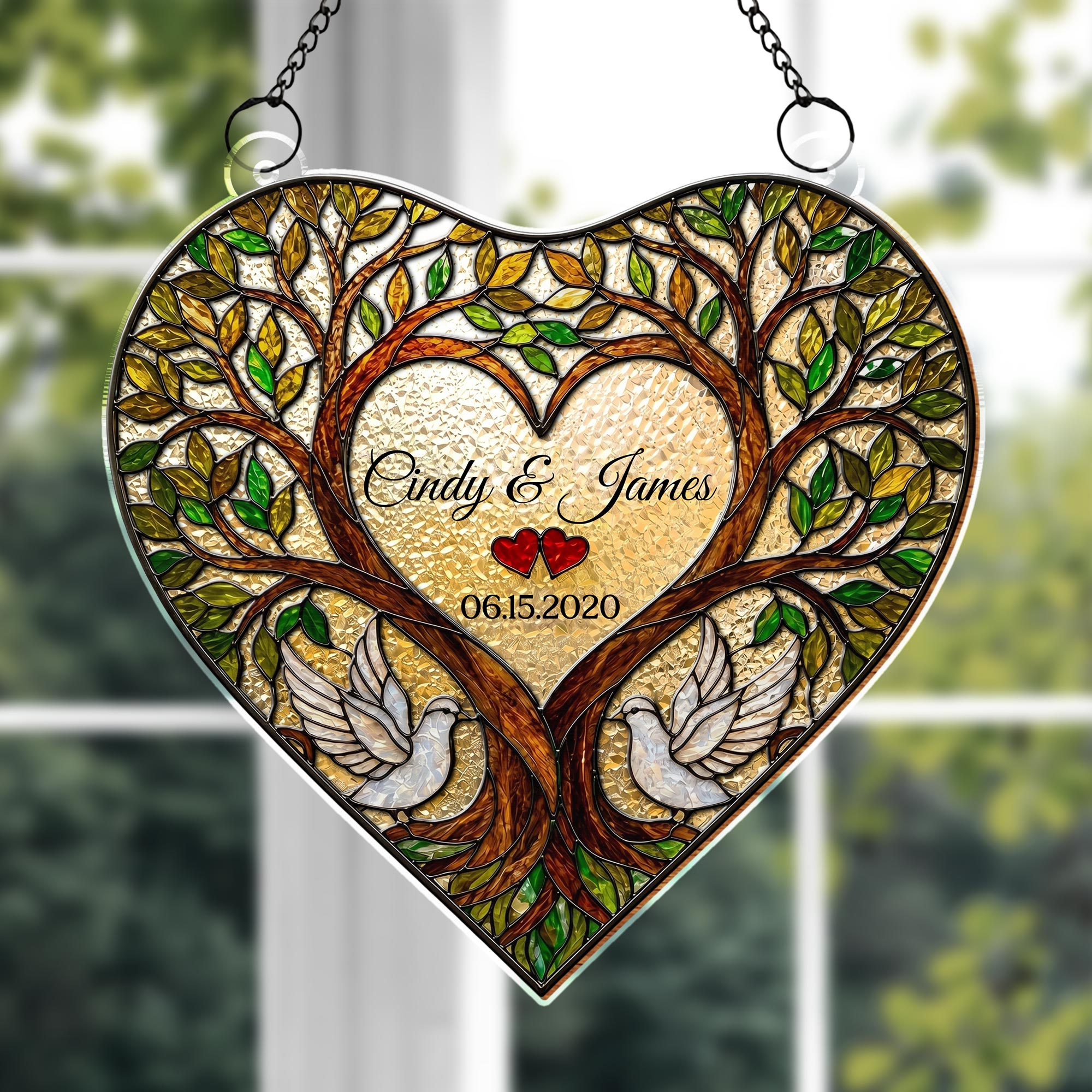 Personalized Tree Of Life Suncatcher Custom Name Gift for Couples