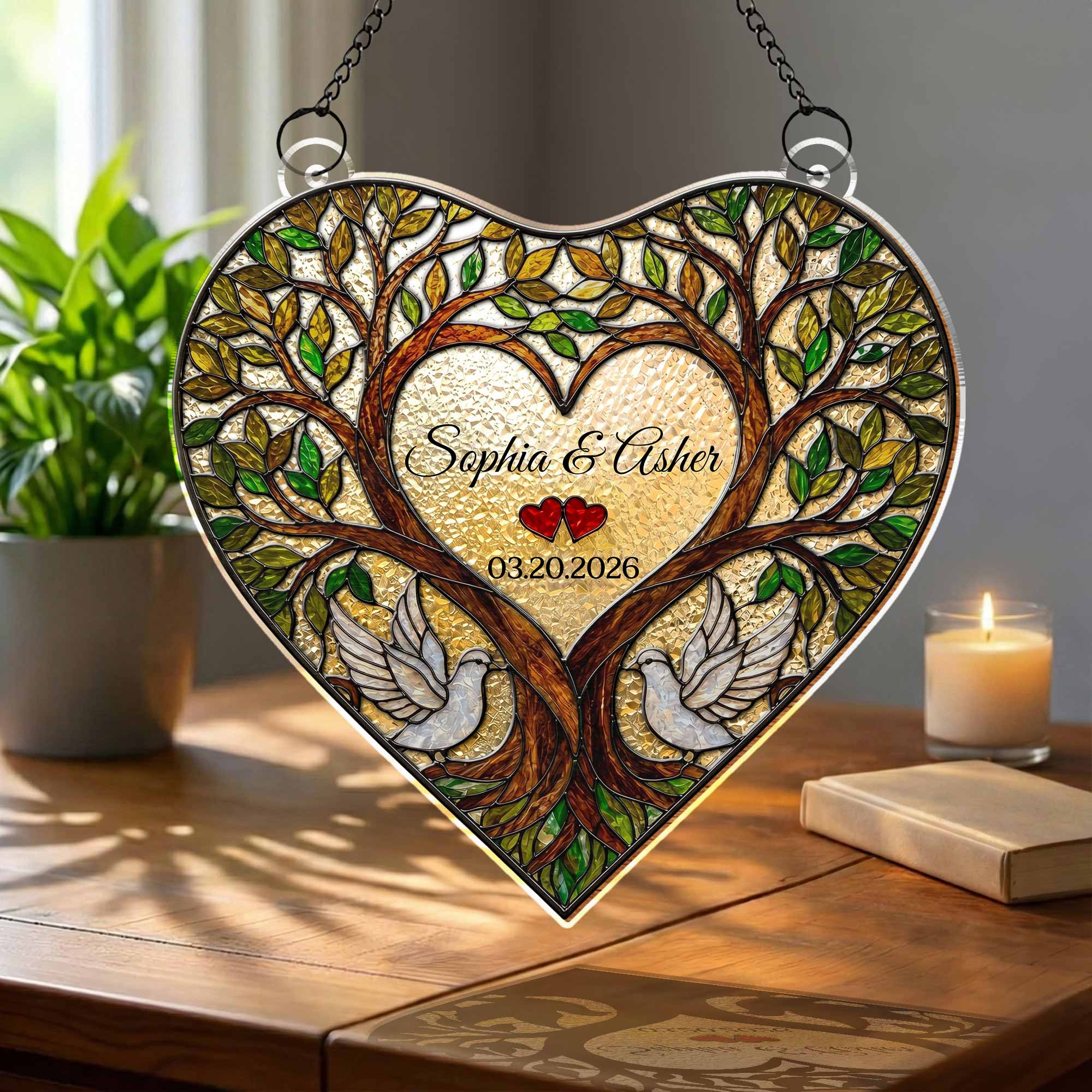 Personalized Tree Of Life Suncatcher Custom Name Gift for Couples